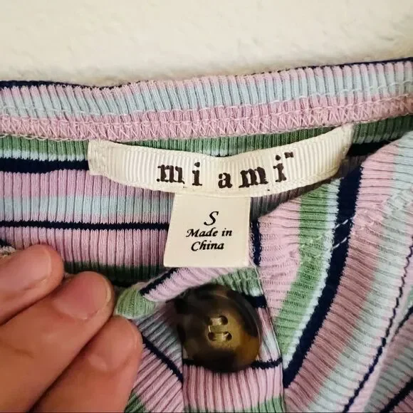 Miami striped Button Front Mini Dress Size Small - Picture 7 of 7